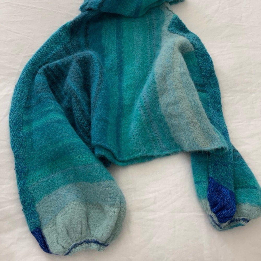 Free People Turquoise and Blue Women's crop Sweater